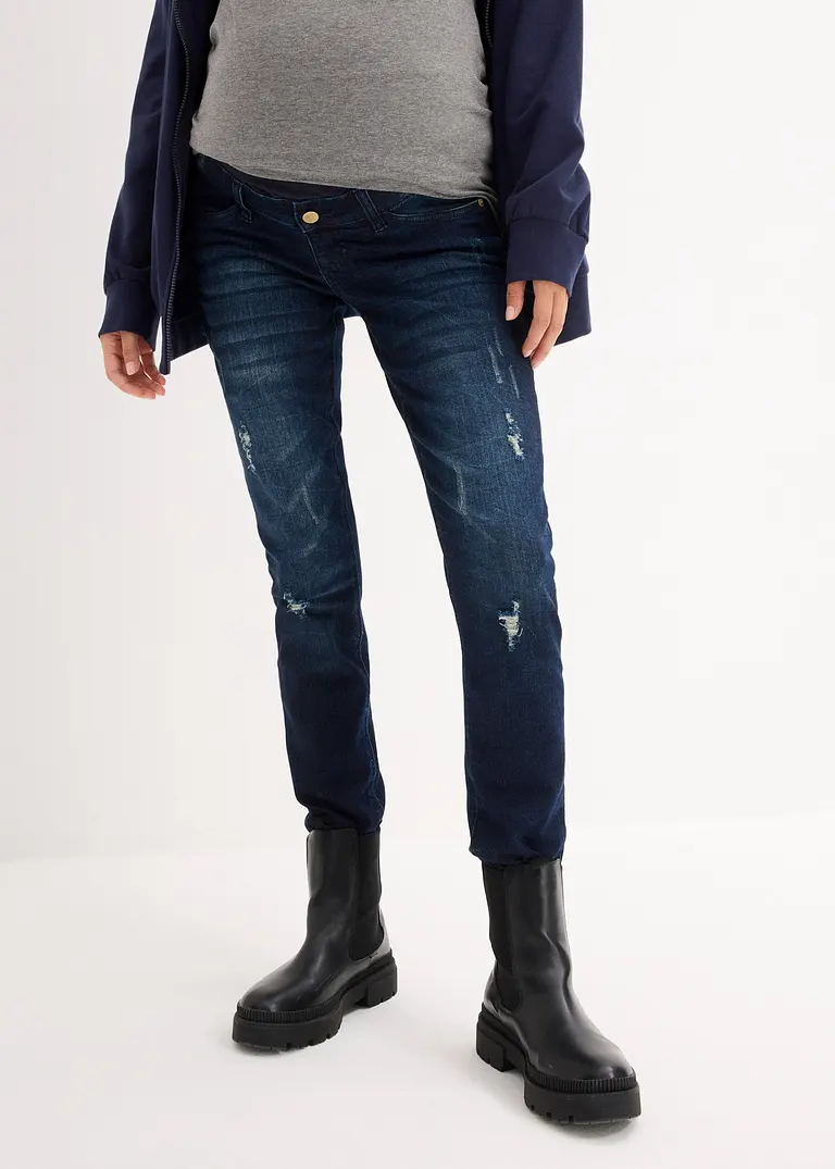 Bonprix Umstandsjeans Mit Flexiblem Bauchband Im Used Look