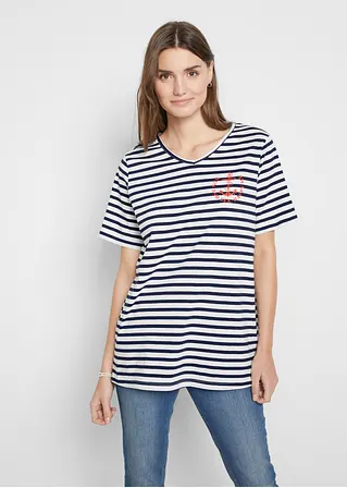 Bonprix Unkompliziertes Shirt Mit Bequemem Fit Und Kleinem Platziertem Druck Sowie Einem Rundhalsausschnitt