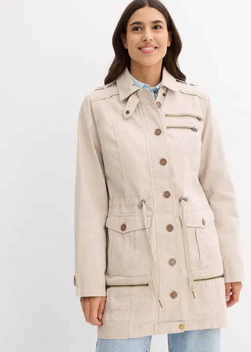 Bonprix Utility Parka Aus Hautsympathischer Baumwolle - Grau
