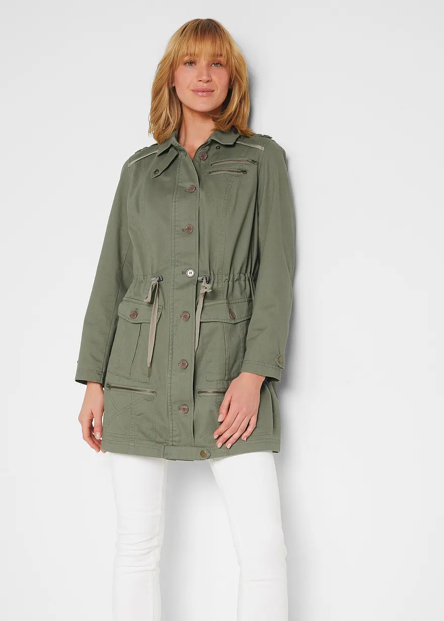 Bonprix Utility Parka Aus Hautsympathischer Baumwolle - Grün