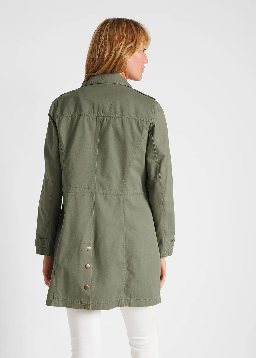 Bonprix Utility Parka Aus Hautsympathischer Baumwolle - Grün
