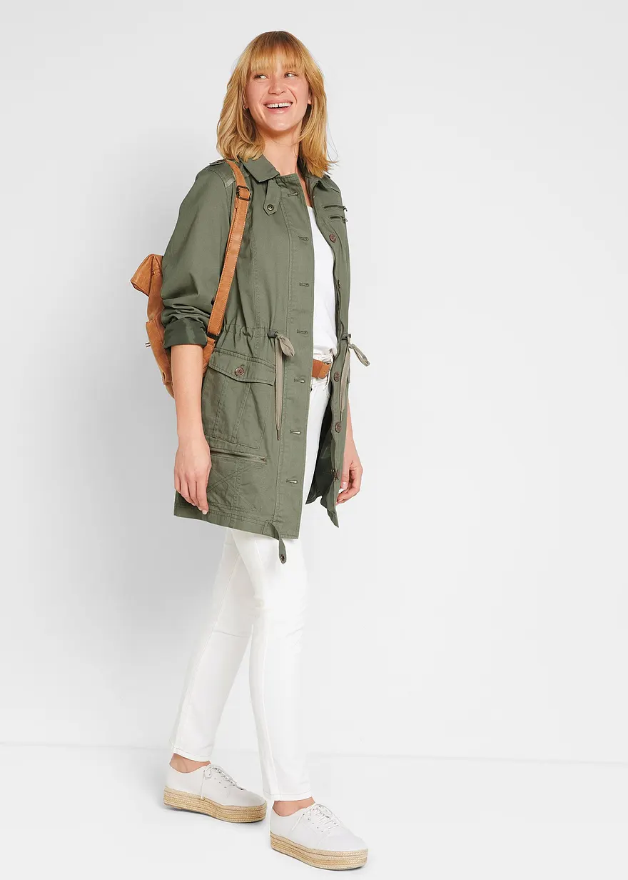 Bonprix Utility Parka Aus Hautsympathischer Baumwolle - Grün
