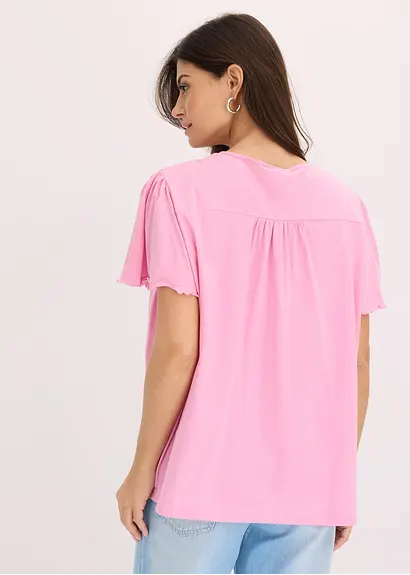 Bonprix V-Ausschnitt Shirt Mit Bindeband - Rosa - Damen