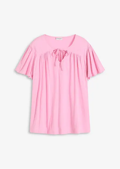 bonprix V-Ausschnitt Shirt mit Bindeband - rosa - Damen