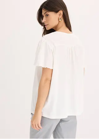 Bonprix V-Ausschnitt Shirt Mit Bindeband - Weiß - Damen