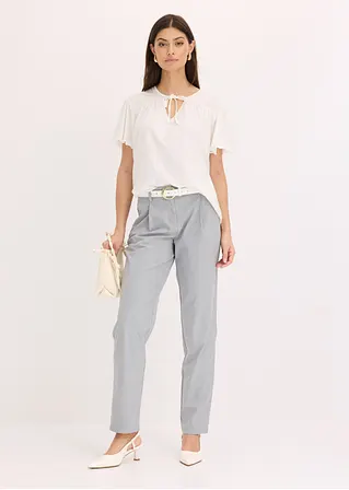 Bonprix V-Ausschnitt Shirt Mit Bindeband - Weiß - Damen