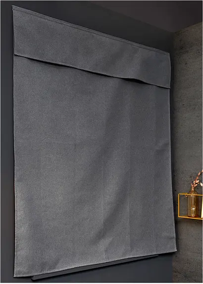 Bonprix Verdunkelndes Schlichtes Raffrollo - Grau Klettband