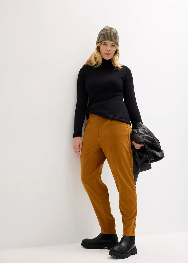 Bonprix Verkürzte Cordhose Aus Bio Baumwolle Mit Bequembund - Braun