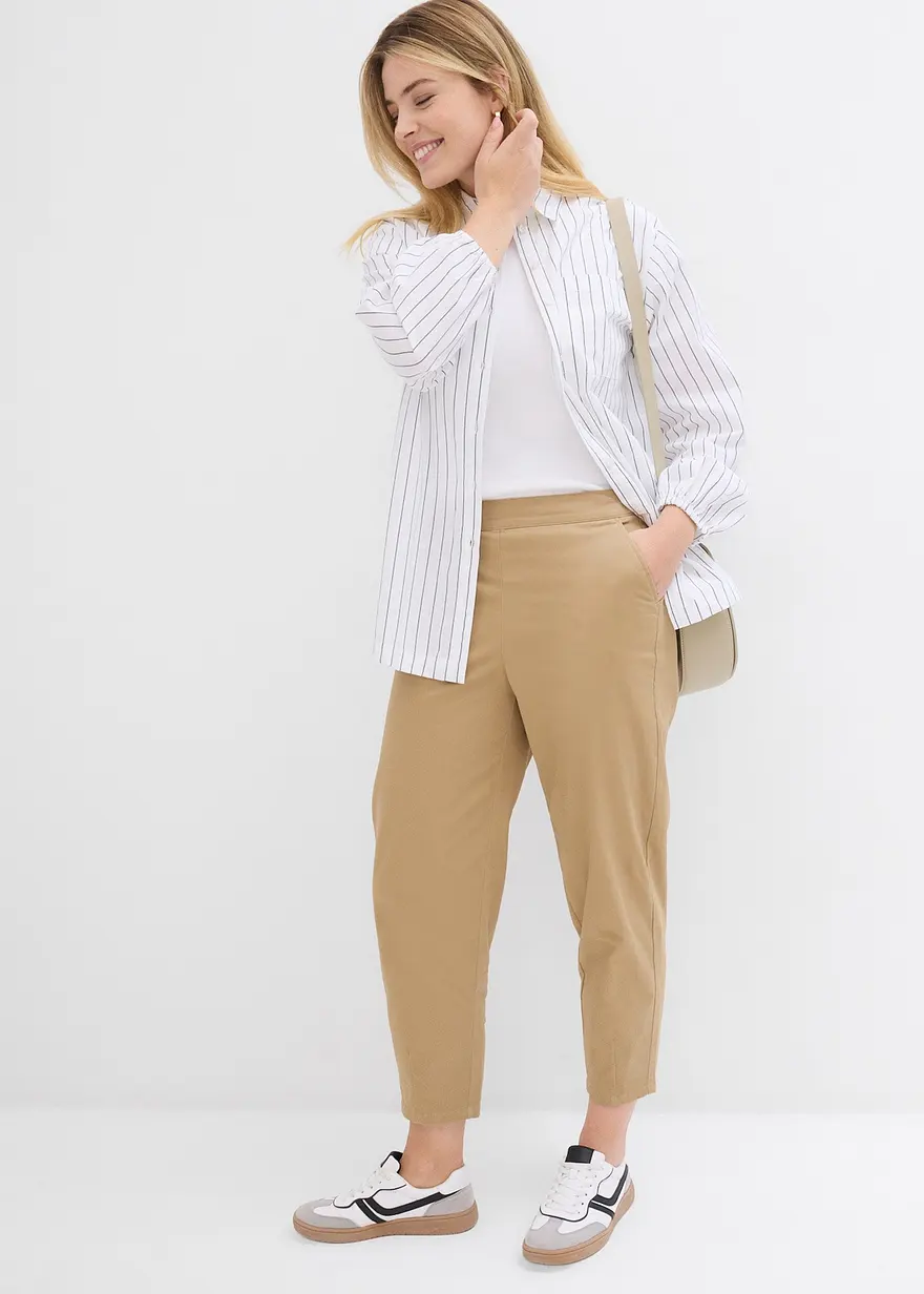 Bonprix Verkürzte Hose Mit Taschen Und Bequembund - Braun