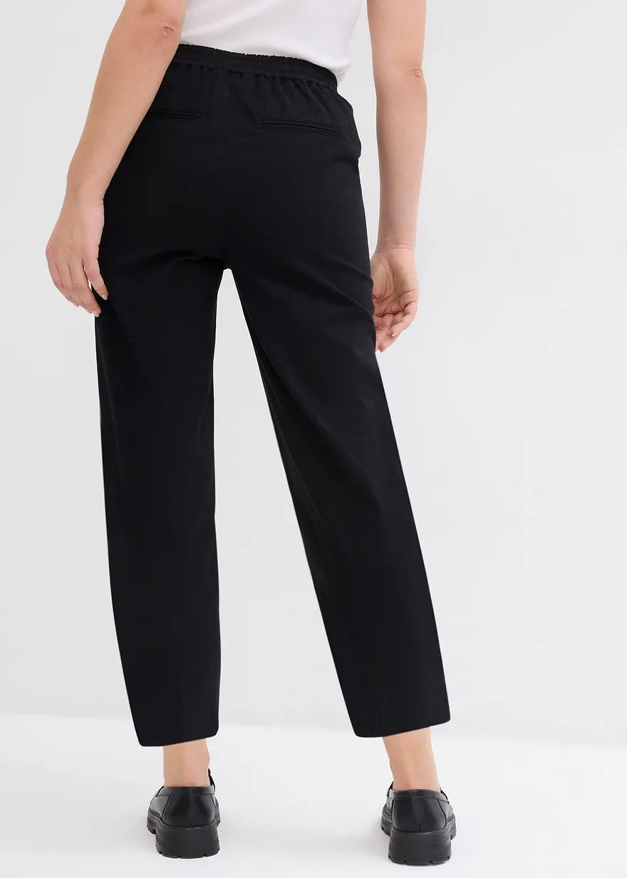 Bonprix Verkürzte Hose Mit Taschen Und Bequembund - Schwarz