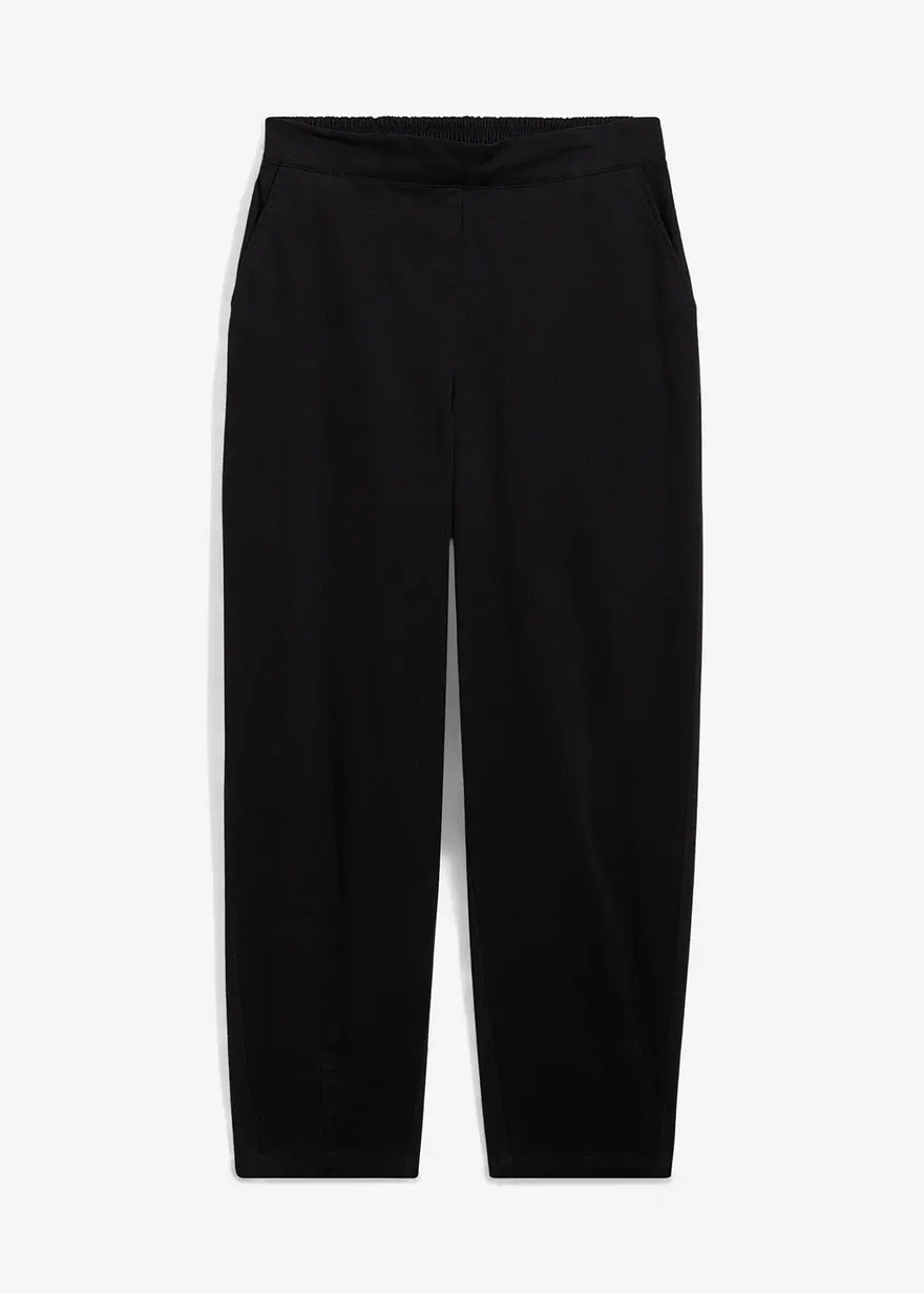 bonprix Verkürzte Hose mit Taschen und Bequembund - schwarz