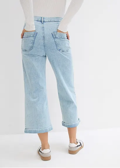 Bonprix Verkürzte Jeans Mit Weitem Bein - Blau Regular - Damen