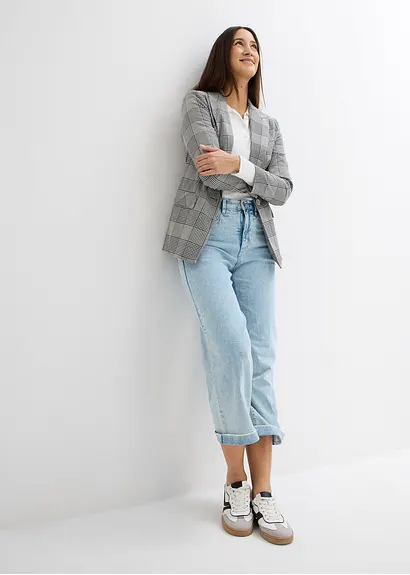 Bonprix Verkürzte Jeans Mit Weitem Bein - Blau Regular - Damen