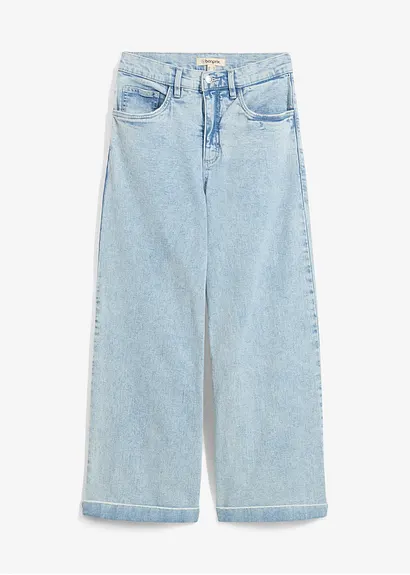bonprix Verkürzte Jeans mit weitem Bein - blau regular - Damen