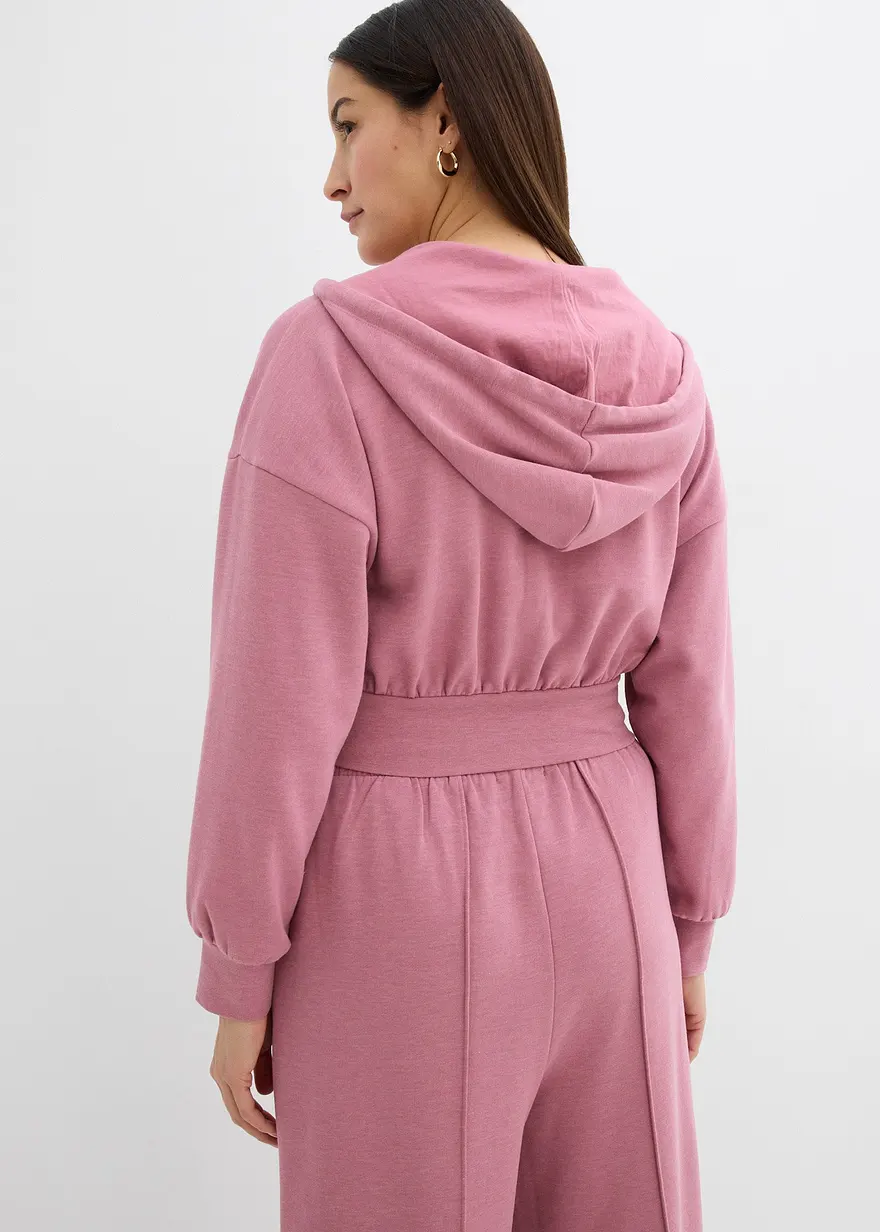 Bonprix Verkürzte Kapuzen-Sweatjacke Aus Weichem Baumwoll-Mix Mit Taschen