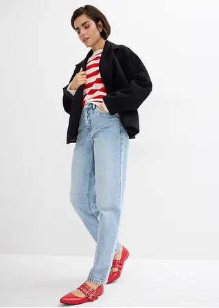Bonprix Verkürzte Mom Jeans Mit Hohem Bund - Blau Regular