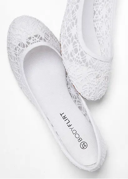 Bonprix Verspielte Ballerina Mit Spitze - Weiß - Damen
