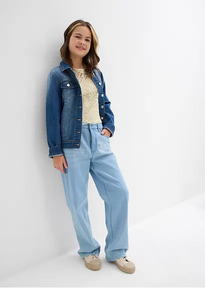 Bonprix Verspielte Spitzenbluse Mit Eingenähtem Jerseytop - Natur