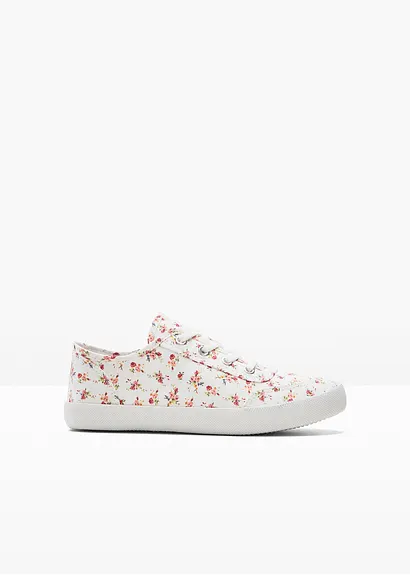 bonprix Verspielter Sneaker mit Blumenmuster - weiß - Damen