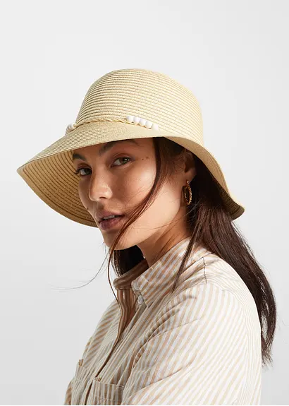 Bonprix Verspielter Sonnenhut Mit Perlendetails - Beige - Damen