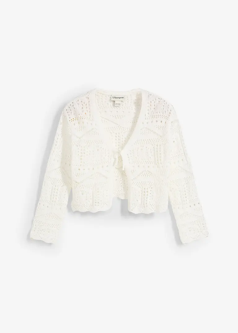 bonprix Verspielter Strickbolero mit 3/4 Ärmeln für Mädchen - weiß