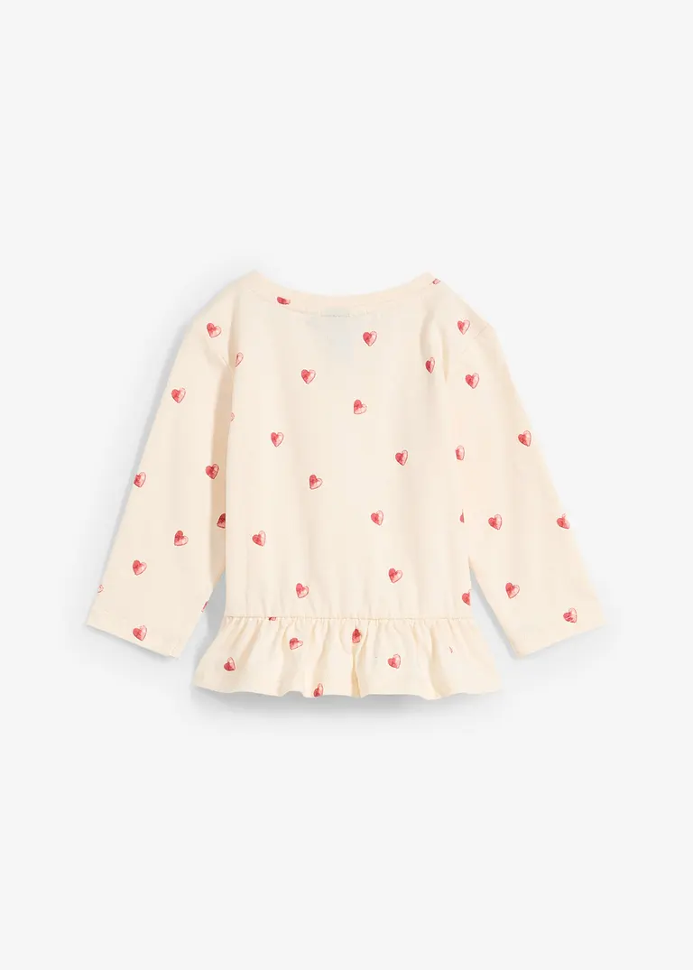 Bonprix Verspieltes Baby-Bio-Baumwollshirt Mit Herzchen - Beige