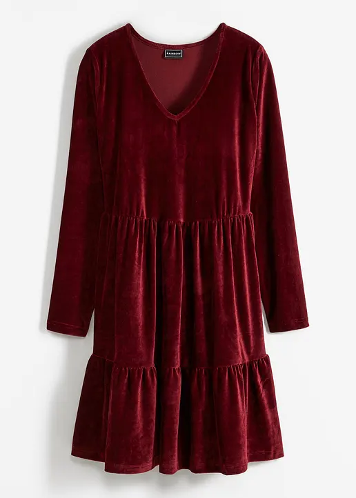 bonprix Verspieltes Samt-Kleid mit Raffungen - rot - Damen