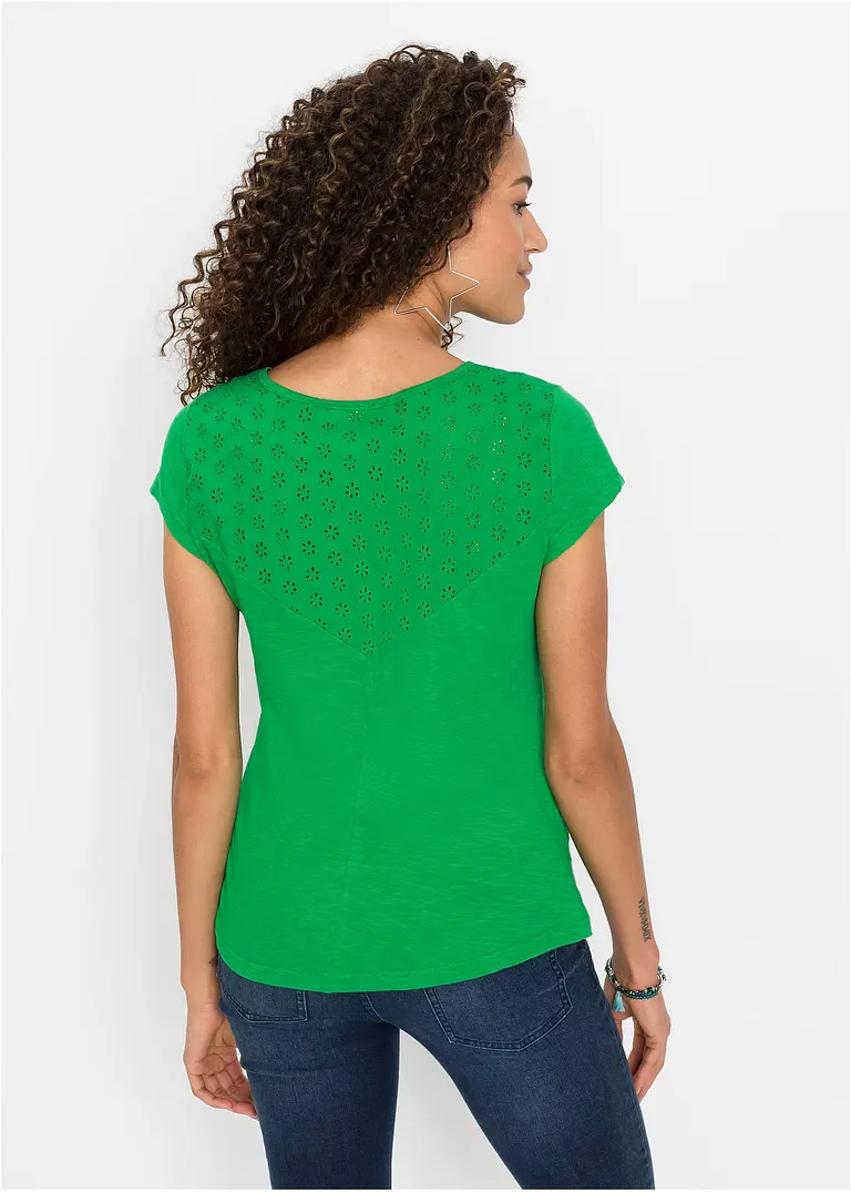 Bonprix Verspieltes Shirt Mit Süßen Blumendetails - Grün