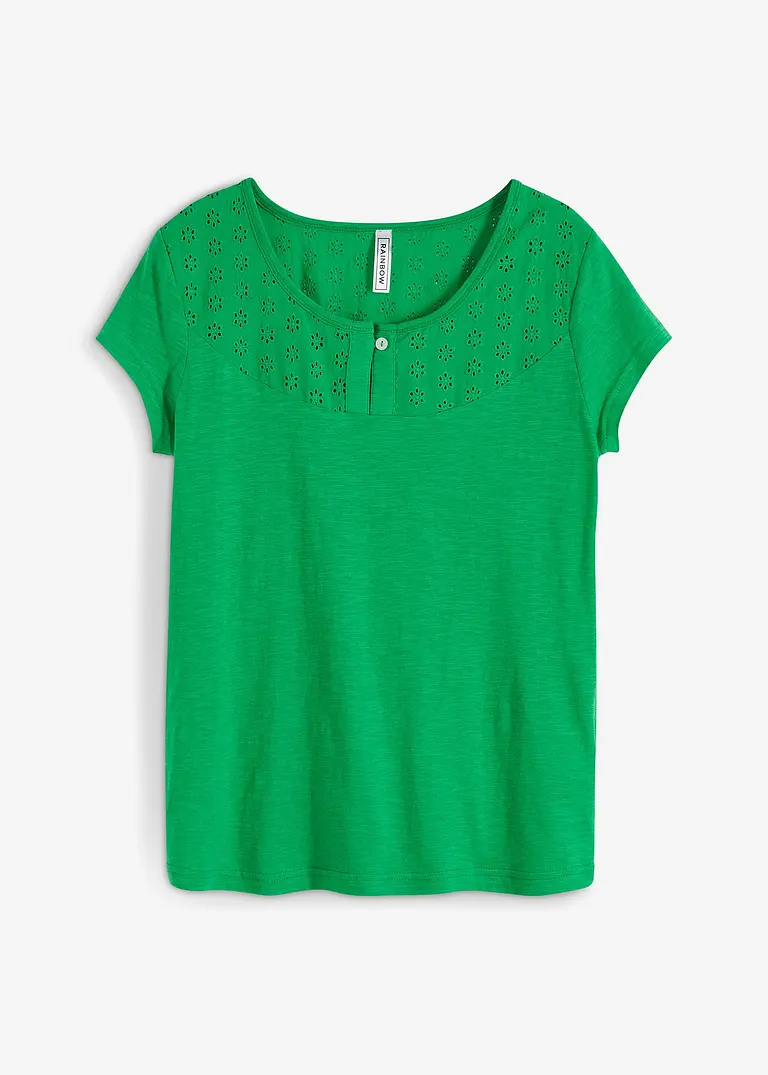 bonprix Verspieltes Shirt mit süßen Blumendetails - grün