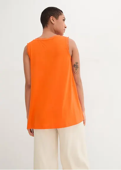 Bonprix Verspieltes Top Mit A-förmiger Passform Und Spitze - Orange