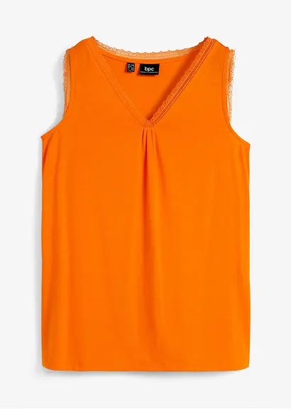 bonprix Verspieltes Top mit A-förmiger Passform und Spitze - orange