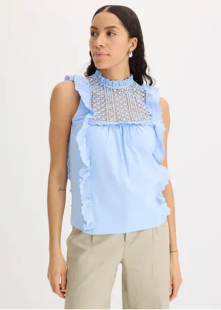 Bonprix Verspieltes Top Mit Hochwertiger Lochstickerei - Blau