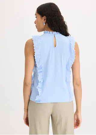 Bonprix Verspieltes Top Mit Hochwertiger Lochstickerei - Blau