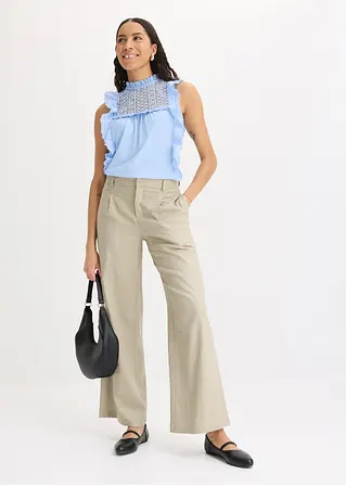 Bonprix Verspieltes Top Mit Hochwertiger Lochstickerei - Blau