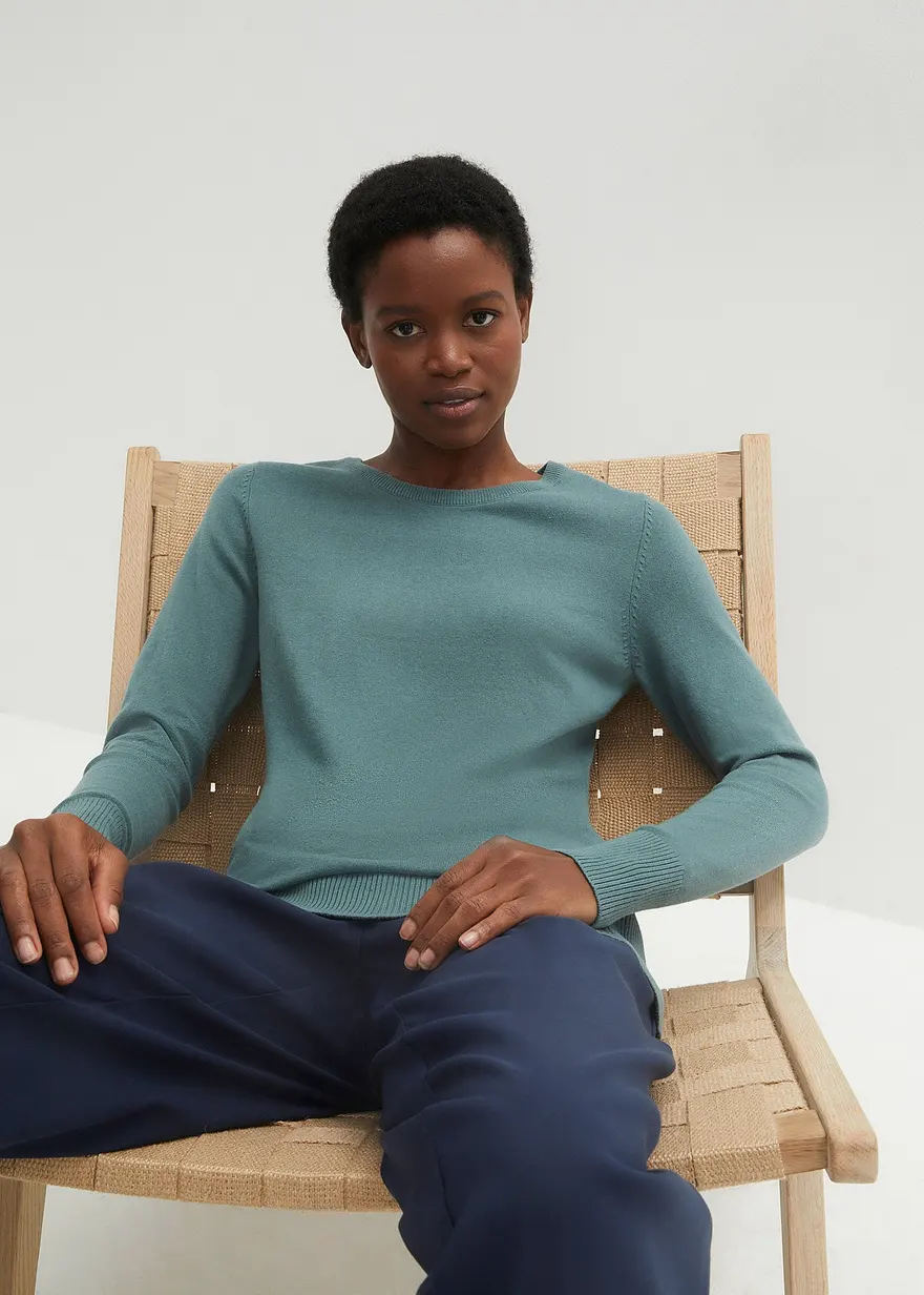 Bonprix Vielfach Kombinierbarer Basic Pullover Mir Recycelter Baumwolle