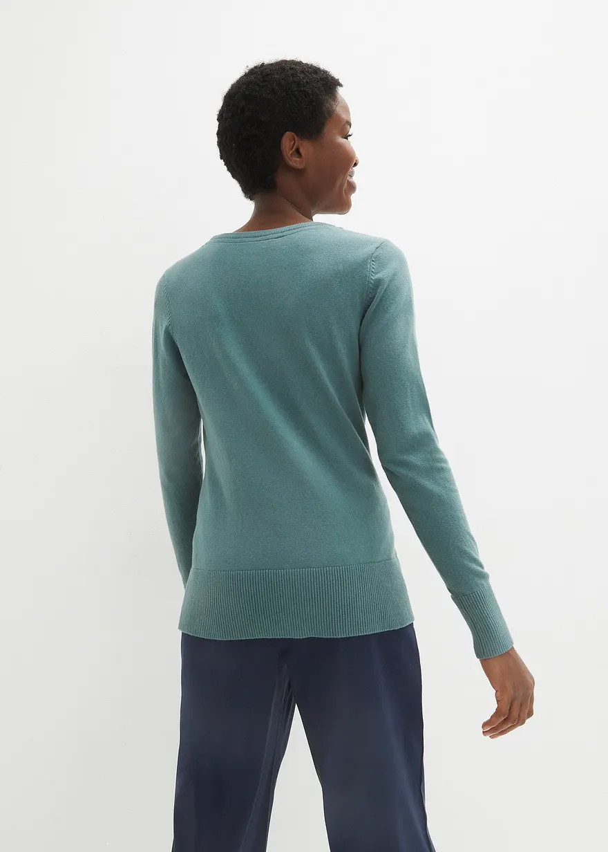 Bonprix Vielfach Kombinierbarer Basic Pullover Mir Recycelter Baumwolle