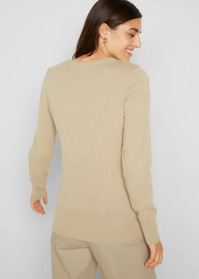 Bonprix Vielfach Kombinierbarer Basic Pullover Mir Recycelter Baumwolle