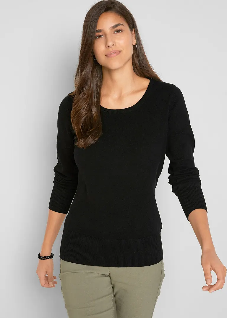 Bonprix Vielfach Kombinierbarer Basic Pullover Mir Recycelter Baumwolle