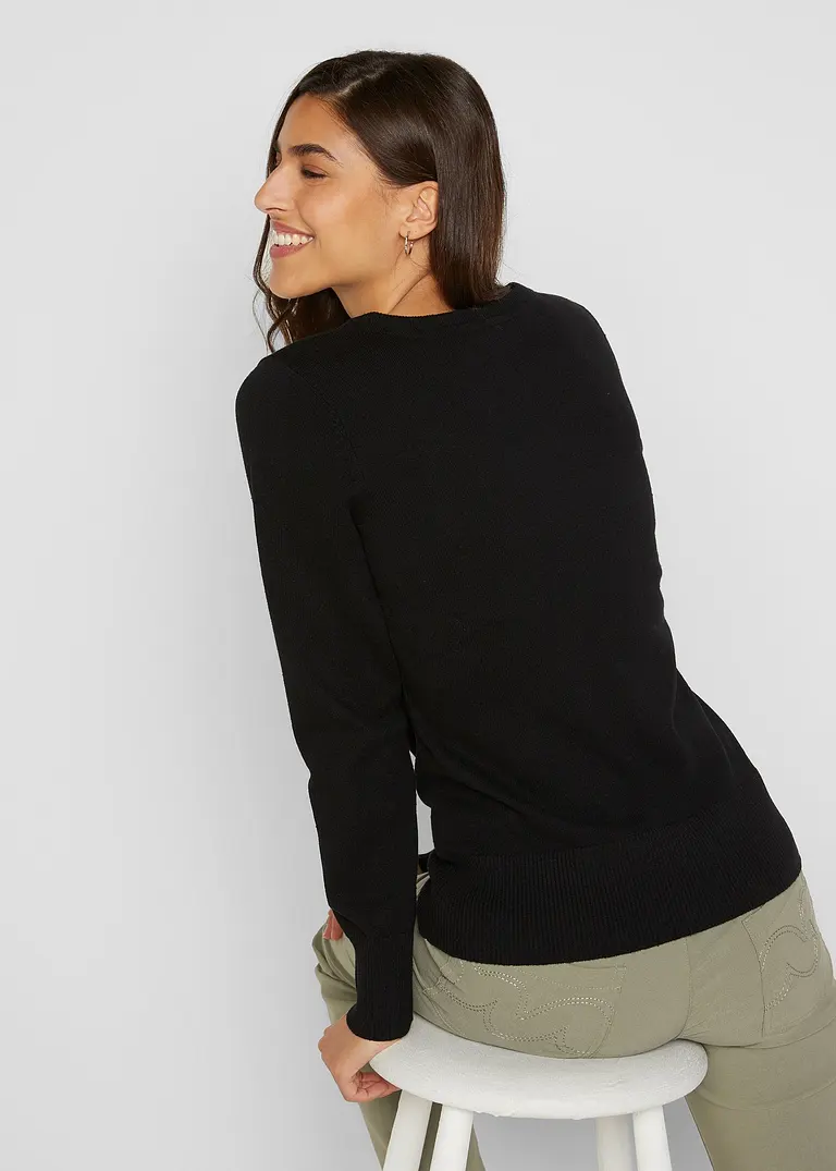 Bonprix Vielfach Kombinierbarer Basic Pullover Mir Recycelter Baumwolle