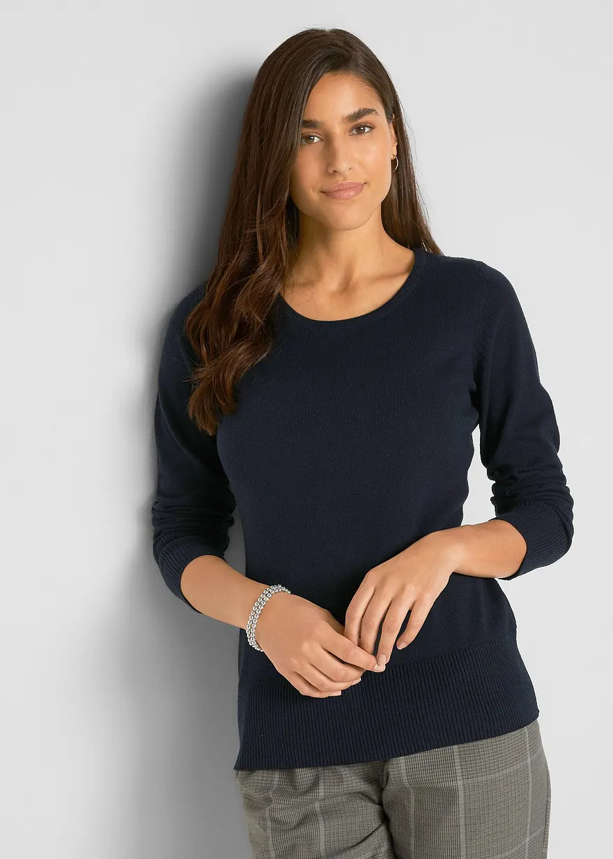 Bonprix Vielfach Kombinierbarer Basic Pullover Mir Recycelter Baumwolle