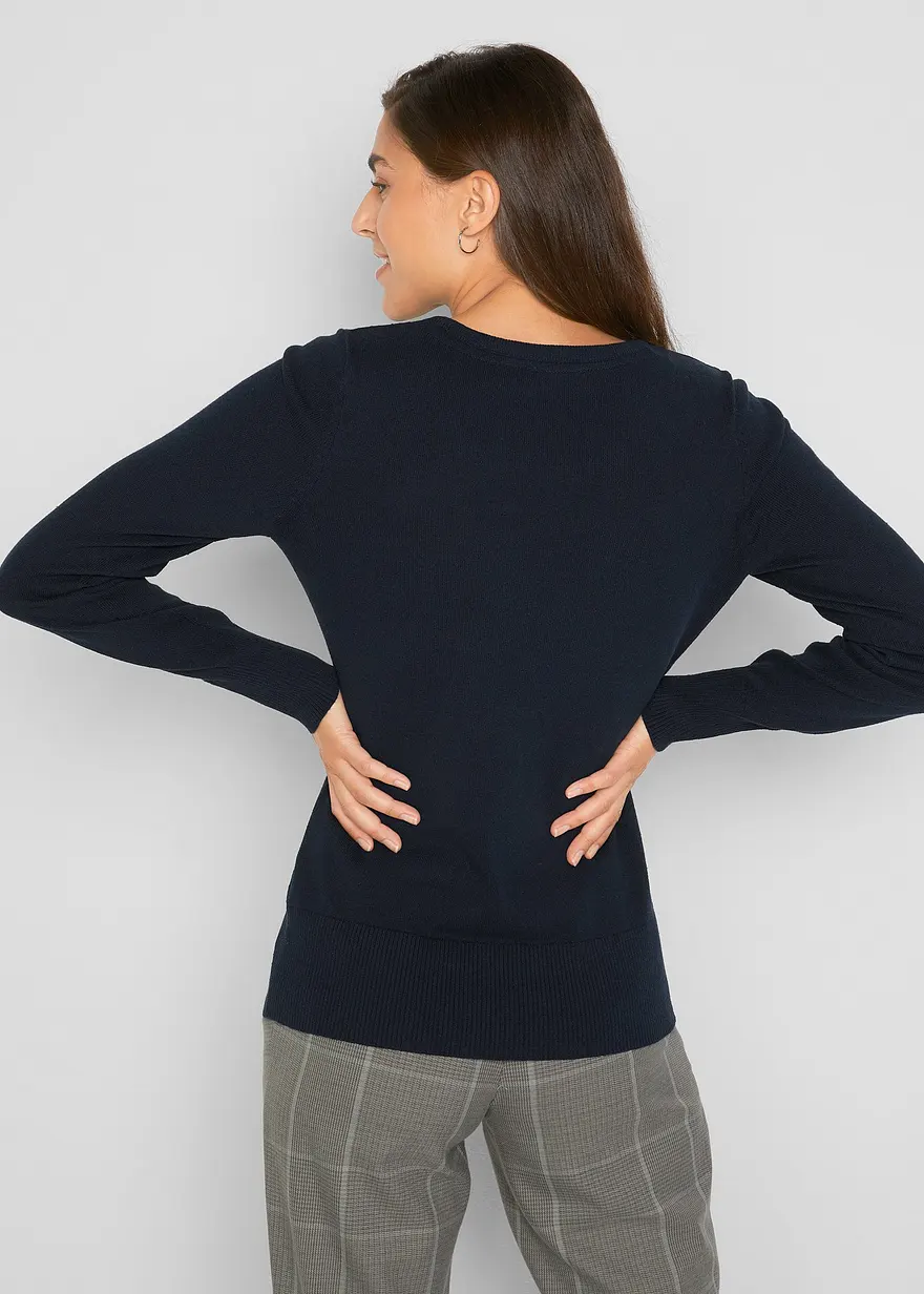 Bonprix Vielfach Kombinierbarer Basic Pullover Mir Recycelter Baumwolle