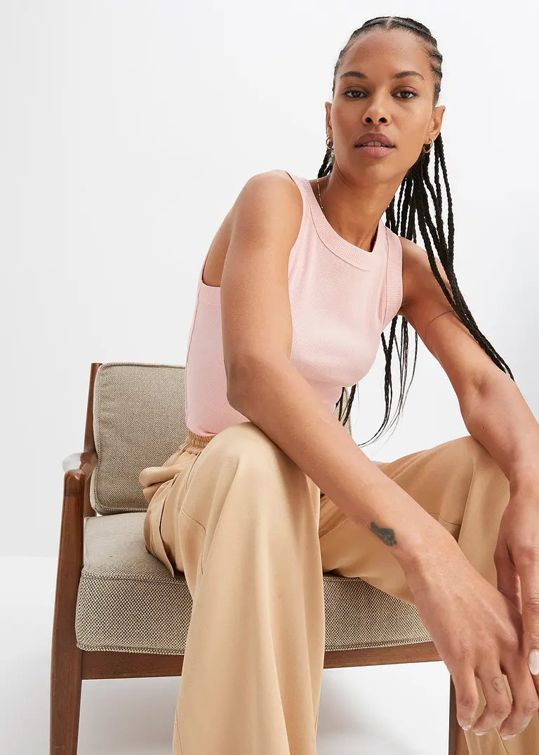 Bonprix Vielseitig Kombinierbar: Trendy Racer-Top - Rosa