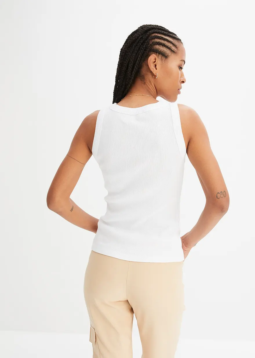 Bonprix Vielseitig Kombinierbar: Trendy Racer-Top - Weiß