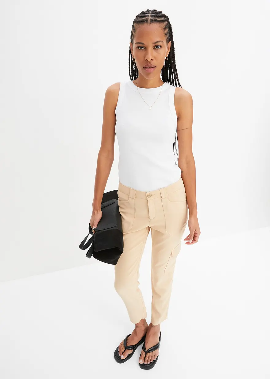 Bonprix Vielseitig Kombinierbar: Trendy Racer-Top - Weiß