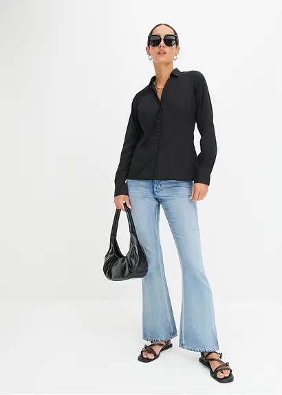 Bonprix Vielseitig Kombinierbare Stretch-Bluse Mit Langen Ärmeln. - Damen