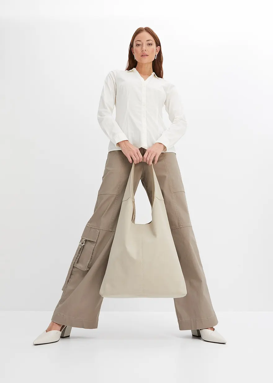 Bonprix Vielseitig Kombinierbare Stretch-Bluse Mit Langen Ärmeln. - Weiß