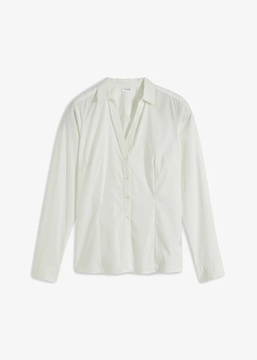bonprix Vielseitig kombinierbare Stretch-Bluse mit langen Ärmeln. - weiß