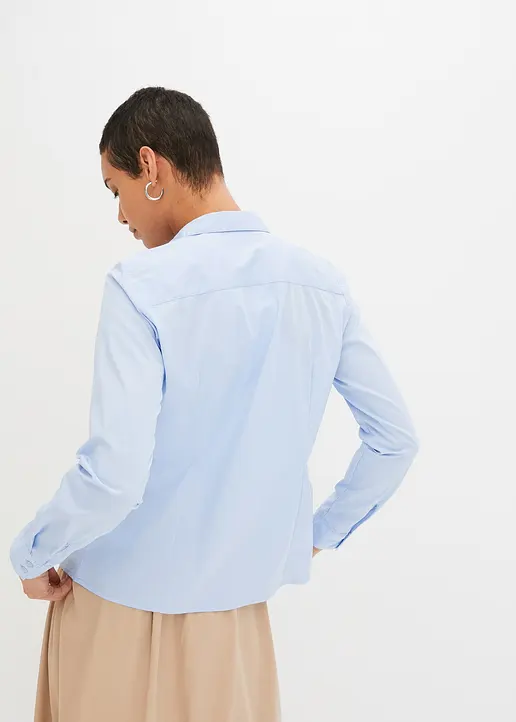 Bonprix Vielseitig Kombinierbare Stretch-Bluse Mit Langen Ärmeln. - Blau