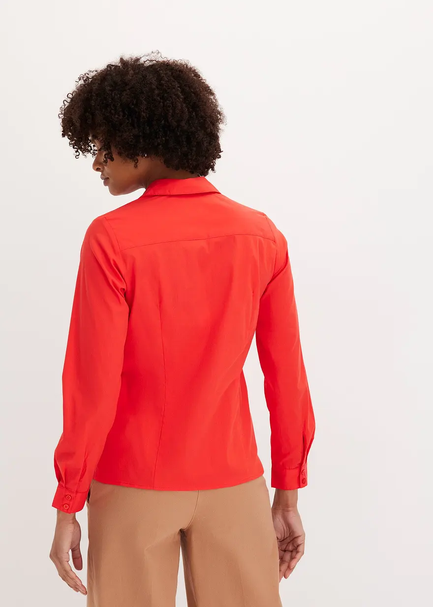 Bonprix Vielseitig Kombinierbare Stretch-Bluse Mit Langen Ärmeln. - Rot