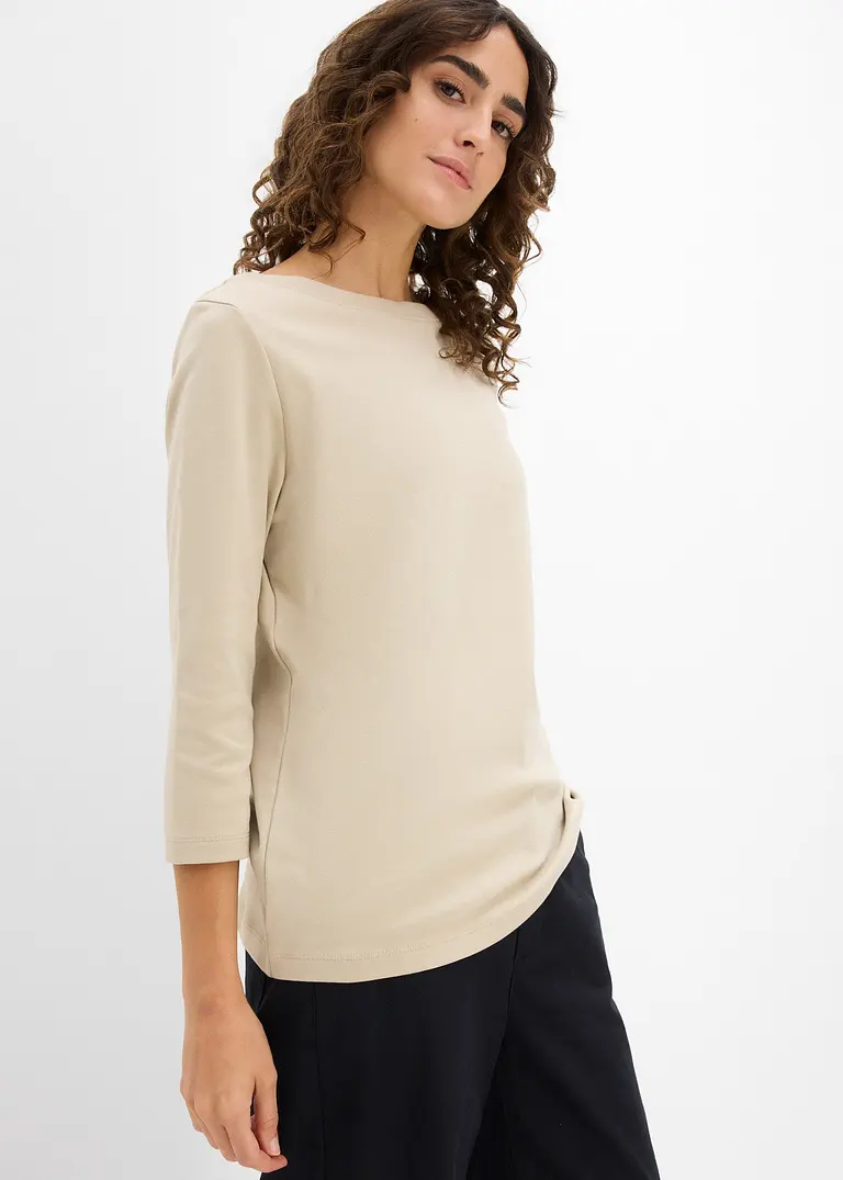 Bonprix Vielseitig Kombinierbares 3/4-Arm Shirt Aus Schwerer Bio-Baumwolle